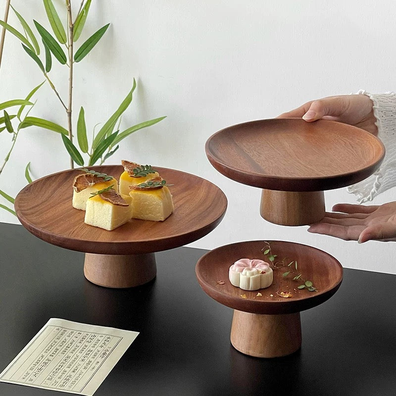 Acacia Wood Pedestal Tray Untable 1