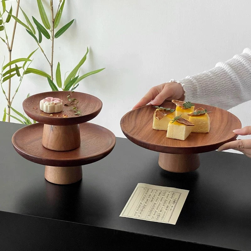Acacia Wood Pedestal Tray Untable 2