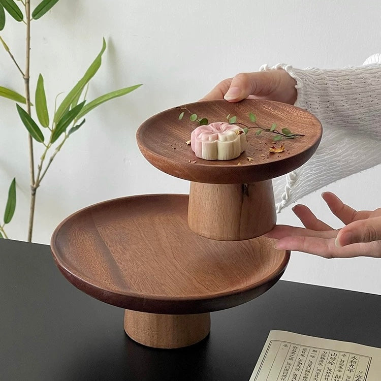 Acacia Wood Pedestal Tray Untable 4