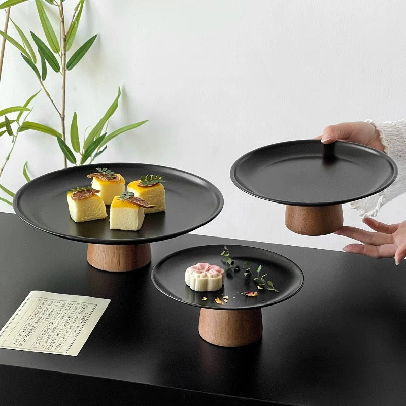 Black Pedestal Tray | Stainless & Wood Untable 3
