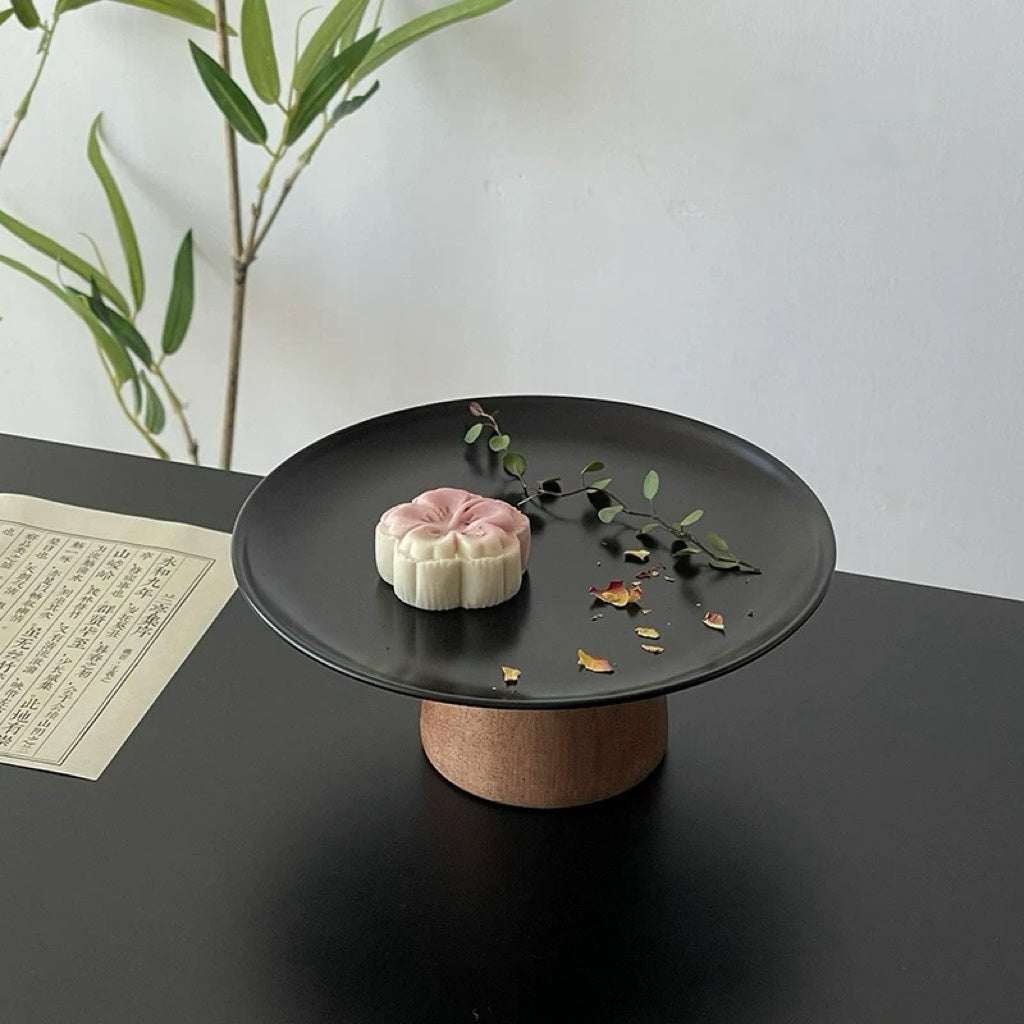 Black Pedestal Tray | Stainless & Wood Untable 6