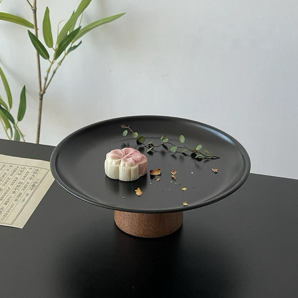 Black Pedestal Tray | Stainless & Wood Untable 7