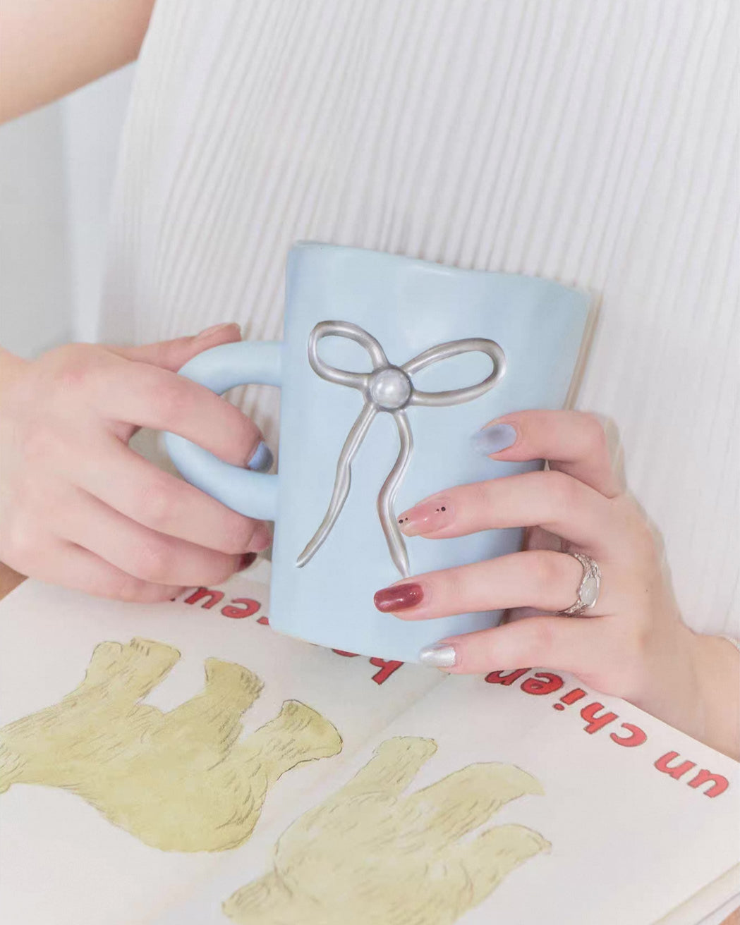 Bow Pearl Ceramic Mug | Pastel Colours Untable 10