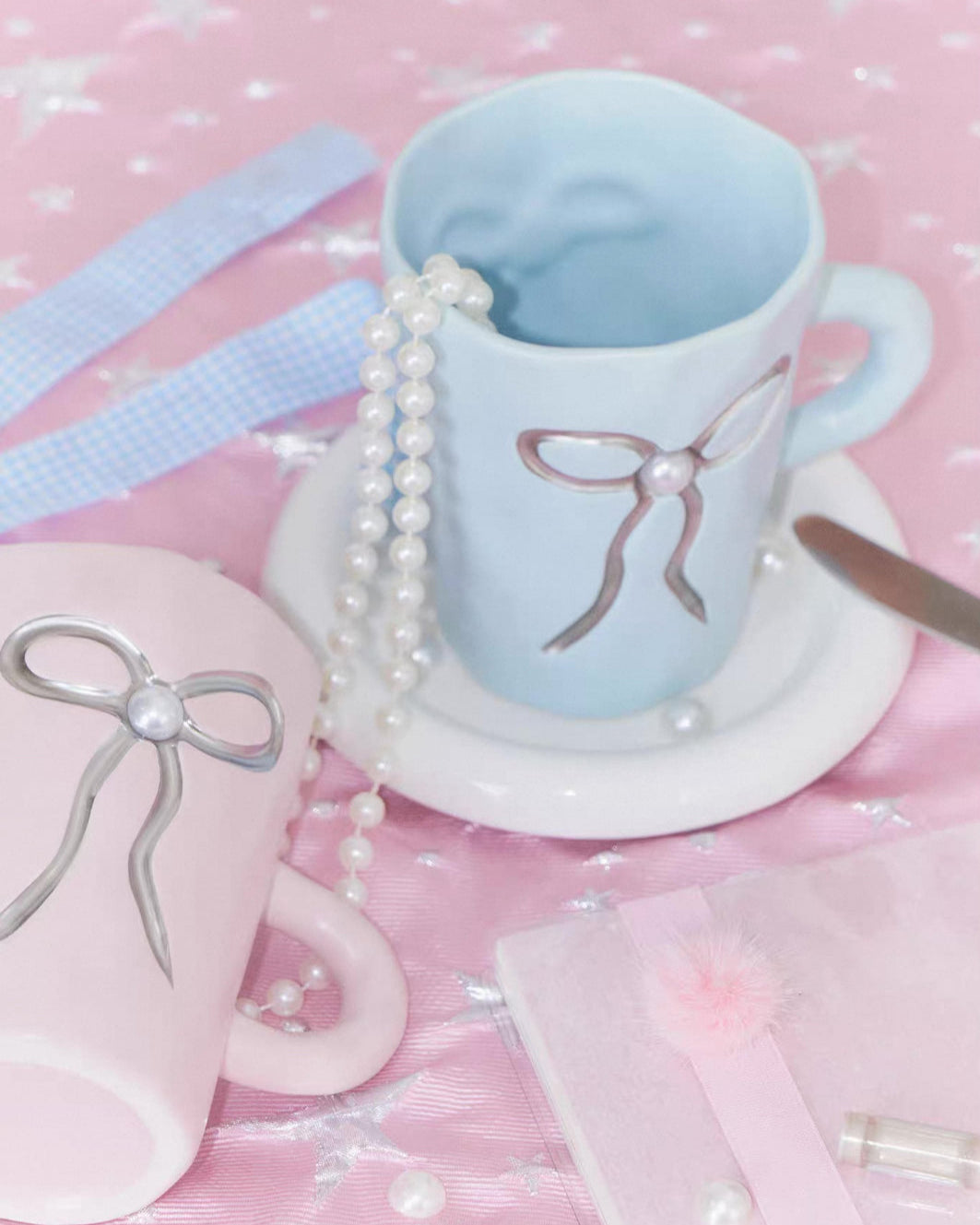 Bow Pearl Ceramic Mug | Pastel Colours Untable 12