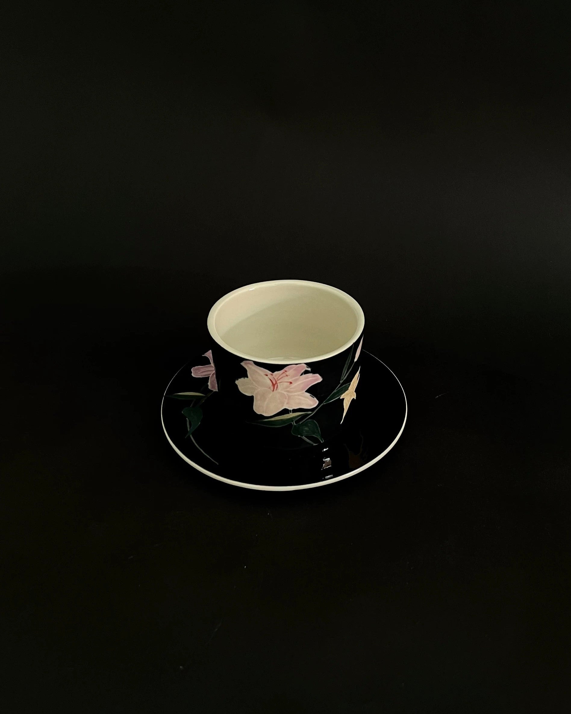 Butterfly Dream Ceramic Coffee Cup & Saucer Set – Black | Hand-painted Untable 3