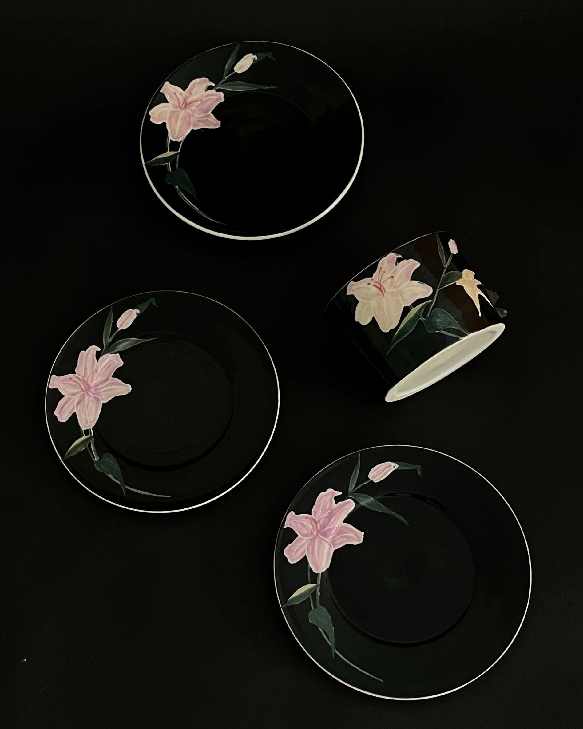 Butterfly Dream Ceramic Coffee Cup & Saucer Set – Black | Hand-painted Untable 6