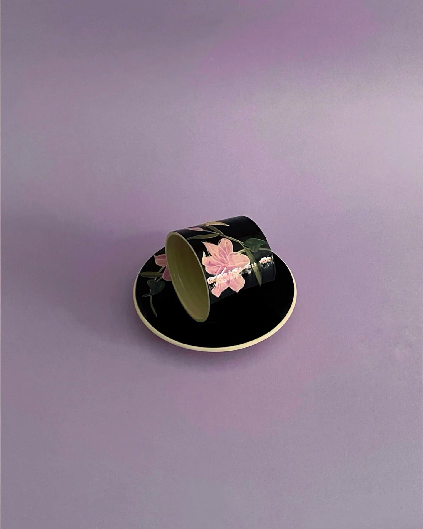 Butterfly Dream Ceramic Coffee Cup & Saucer Set – Black | Hand-painted Untable 8