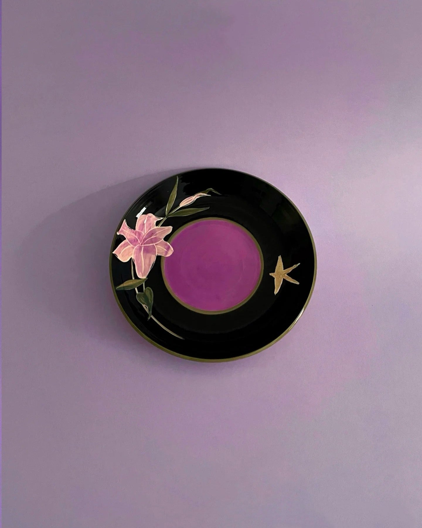 Butterfly Dream Ceramic Plate – Purple | Hand-painted Untable 3