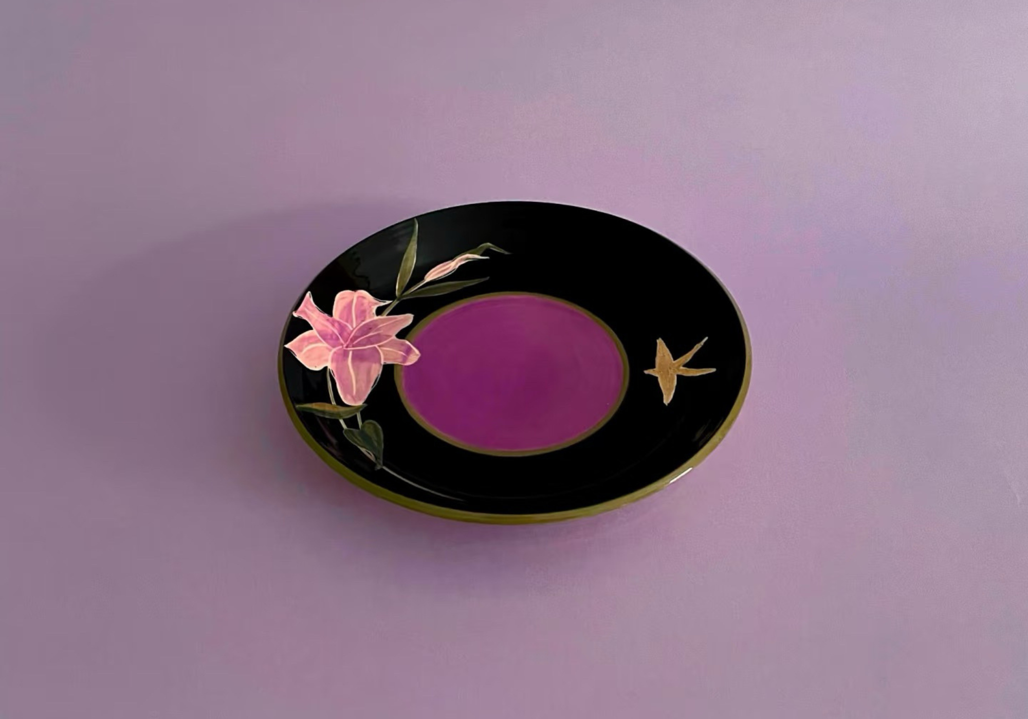 Butterfly Dream Ceramic Plate – Purple | Hand-painted Untable design story