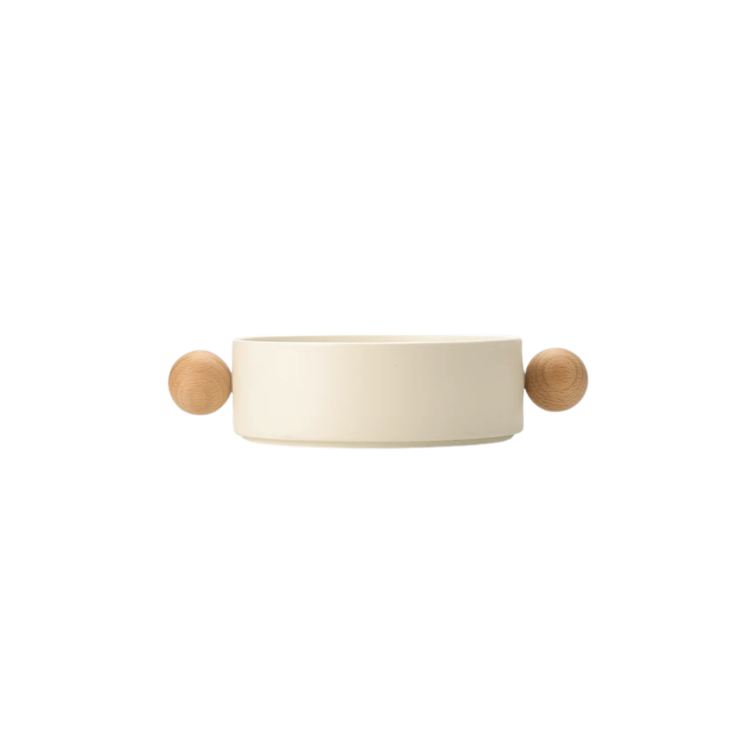Cream Ceramic Snack Tray | Wooden Handles Untable 5