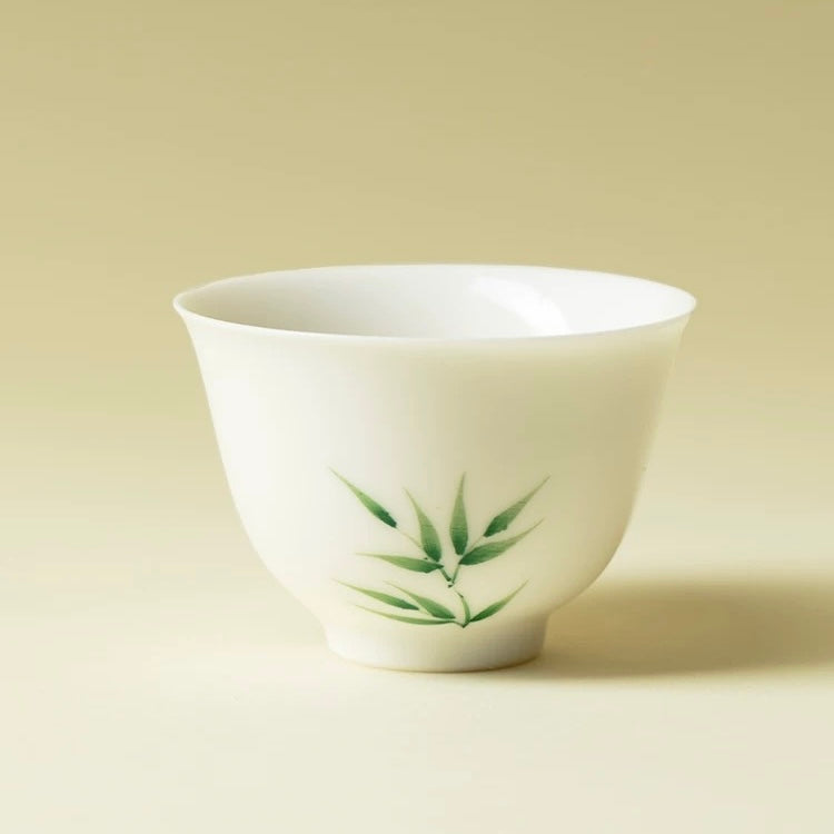 Hand-painted Bamboo Classic Cup and Saucer Set | Jade Porcelain - 50 ml Untable 3