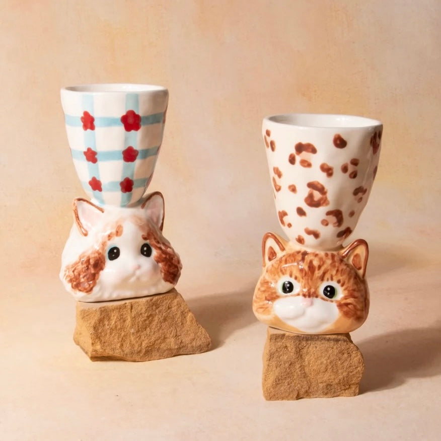 CONGSTUDIO限定手作可爱猫咪手工陶瓷杯酒杯创意卡通少女生日礼物 4