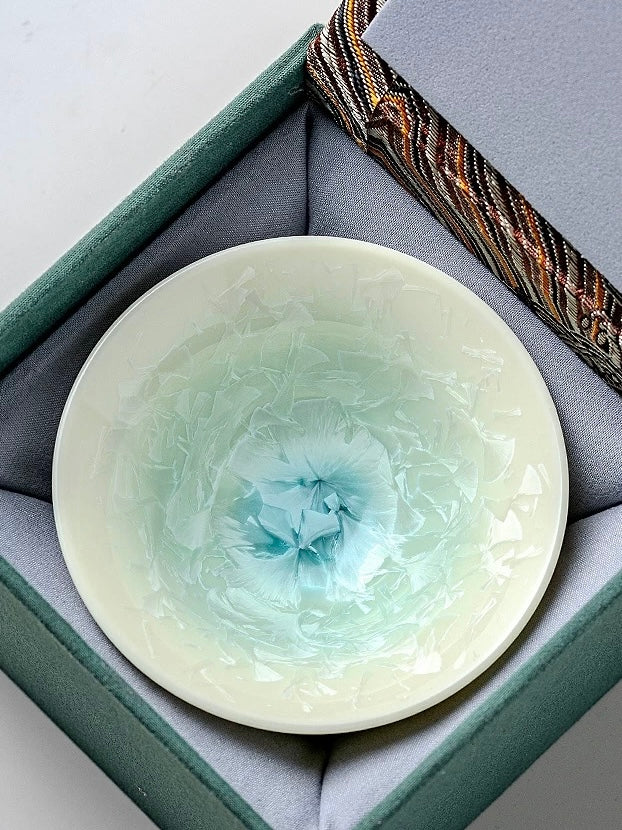 「渐变」窑变结晶冰花陶瓷斗笠杯主人杯对杯礼盒茶盏清新功夫茶杯