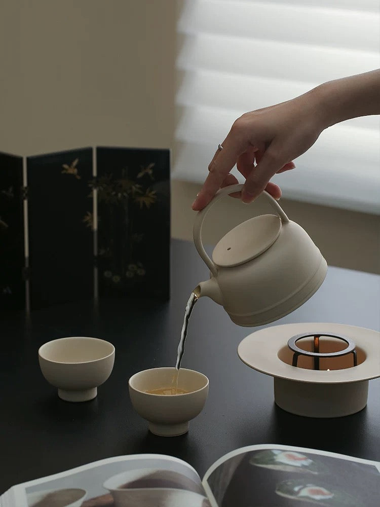 宜集堂INS中古功夫茶具小套装下午茶壶茶杯温茶炉中式高级感家用