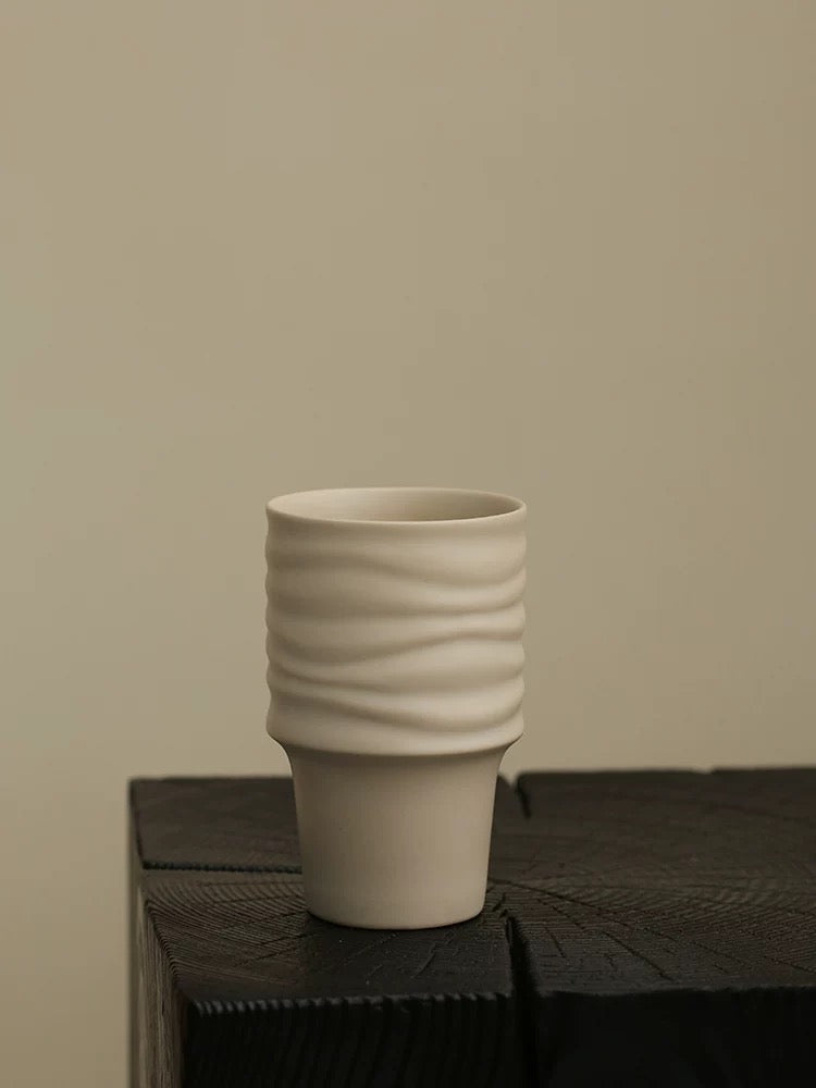 宜集堂中古风咖啡杯子陶瓷轻奢高级感高脚杯设计感法式复古可乐杯