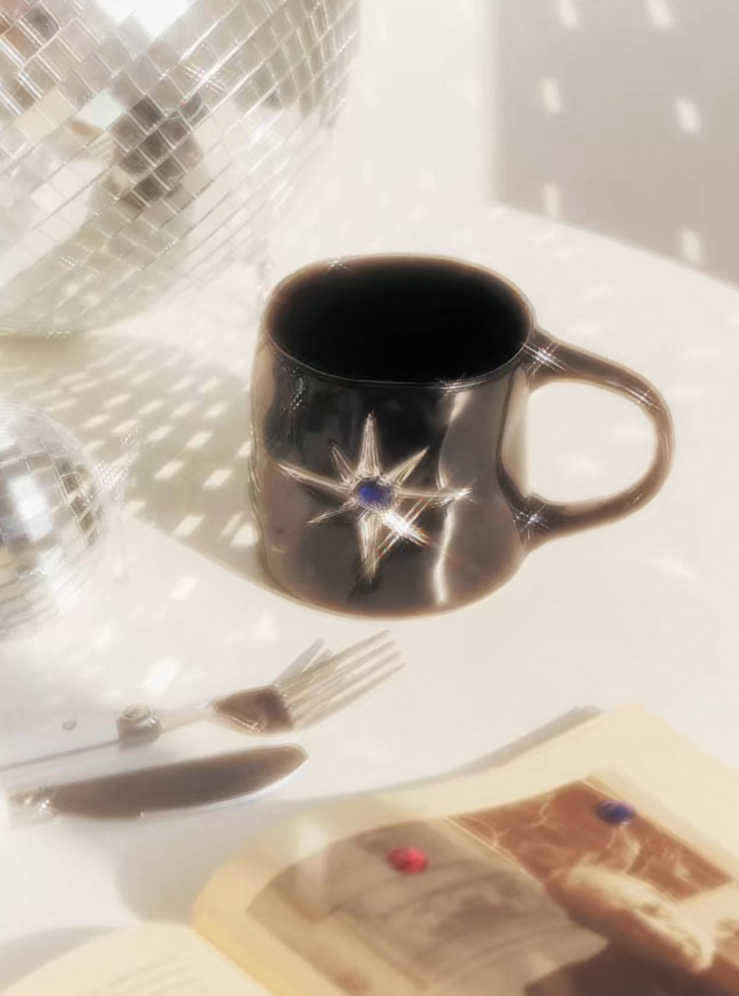SOREMO 专利星芒杯宝石珍珠陶瓷杯马克杯复古神秘送礼物情侣水杯