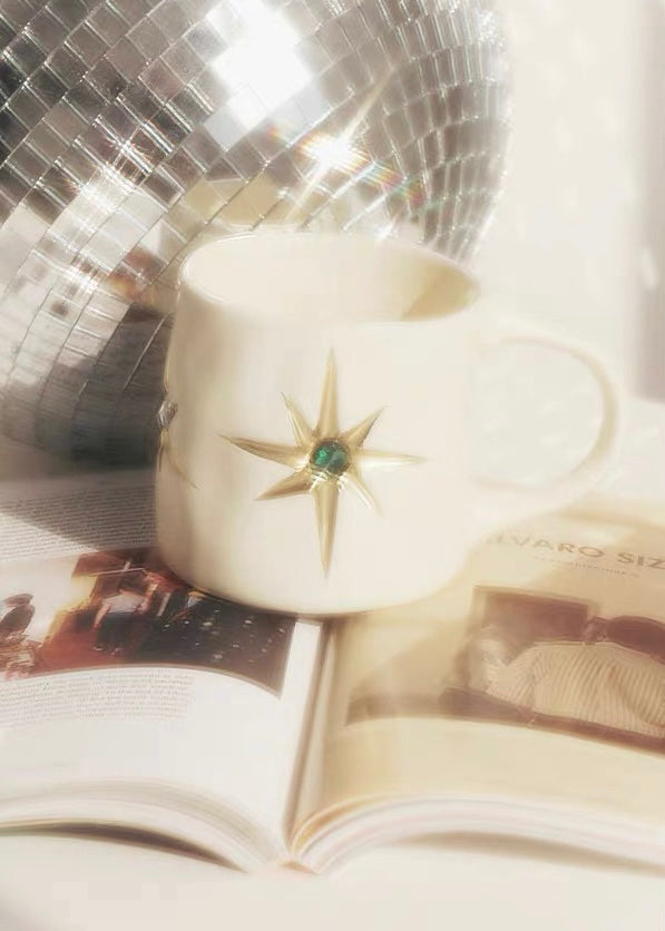 SOREMO 专利星芒杯宝石珍珠陶瓷杯马克杯复古神秘送礼物情侣水杯