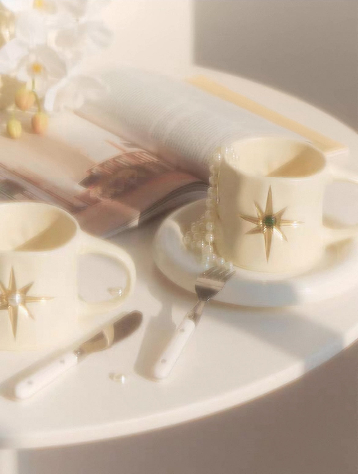 SOREMO 专利星芒杯宝石珍珠陶瓷杯马克杯复古神秘送礼物情侣水杯