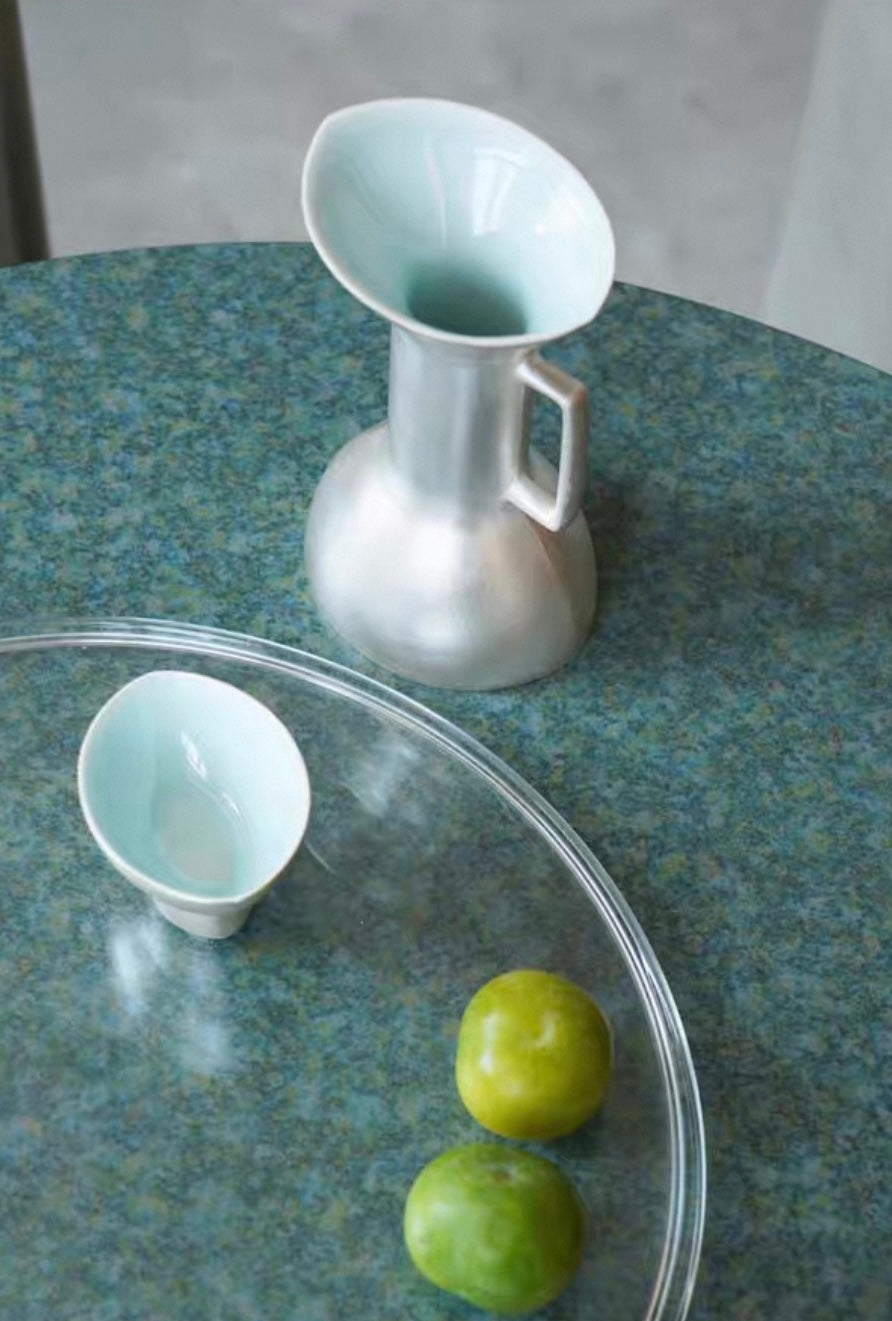 椋木月影白酒杯套装轻奢陶瓷手工刷银分酒器小酒杯套装送人礼盒装|月影酒具