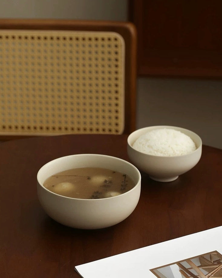Khaki Grey Ceramic Soup Bowl | Large Untable 2