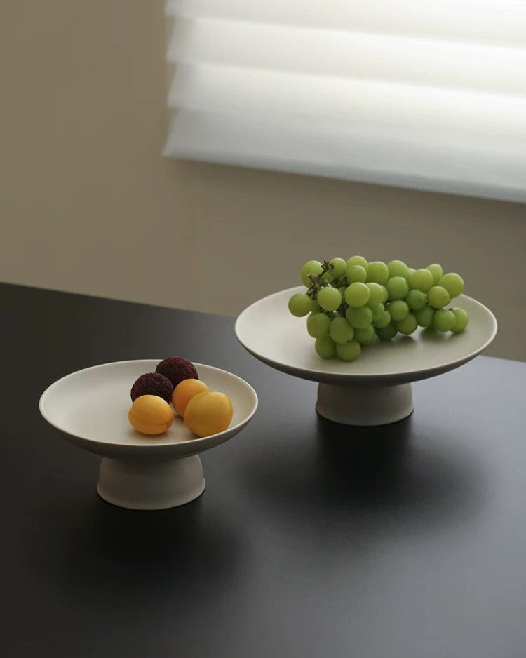 Khaki Grey Pedestal Fruit Bowl | Ceramic Untable 4