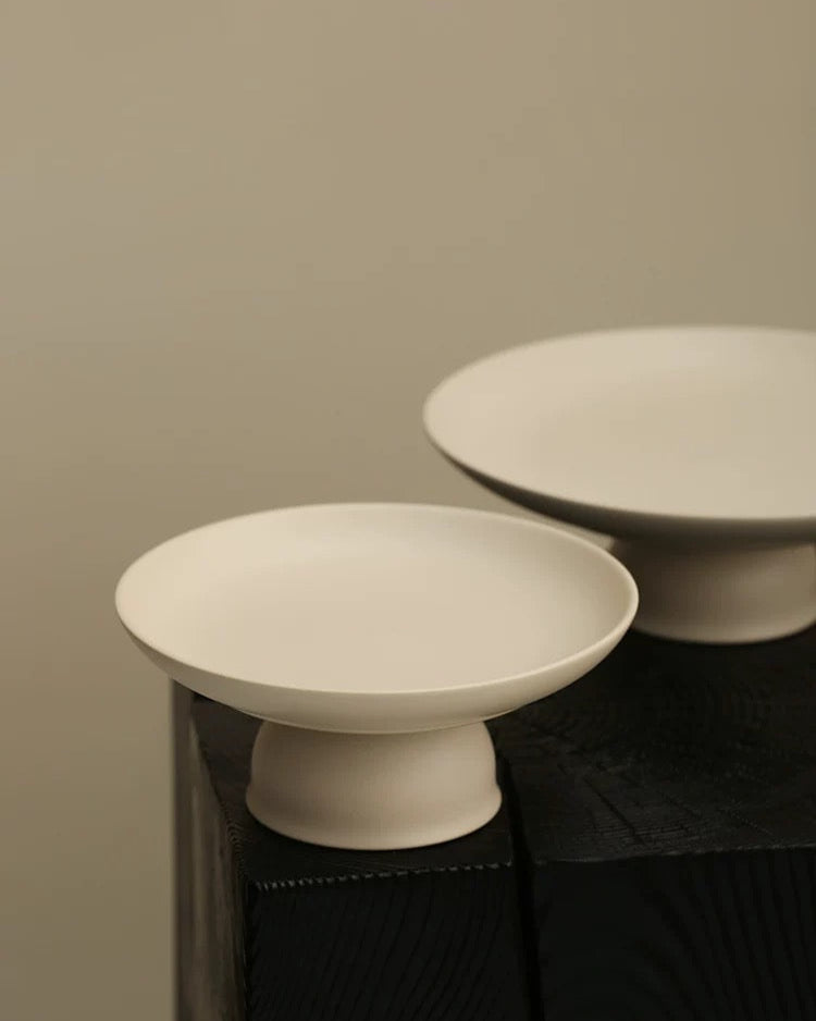 Khaki Grey Pedestal Fruit Bowl | Ceramic Untable 5