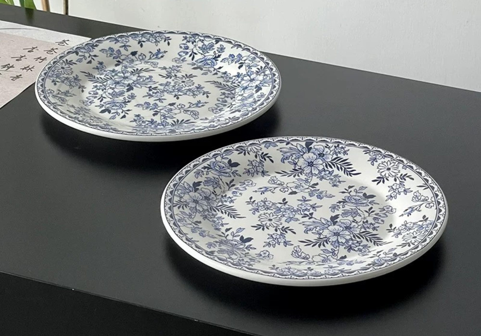 Modern Blue Floral Porcelain Plate Untable design story
