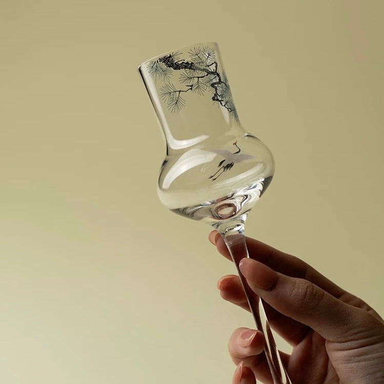 Pine & Crane Stemmed Glass | Handblown Glass – 100 ml Untable 2