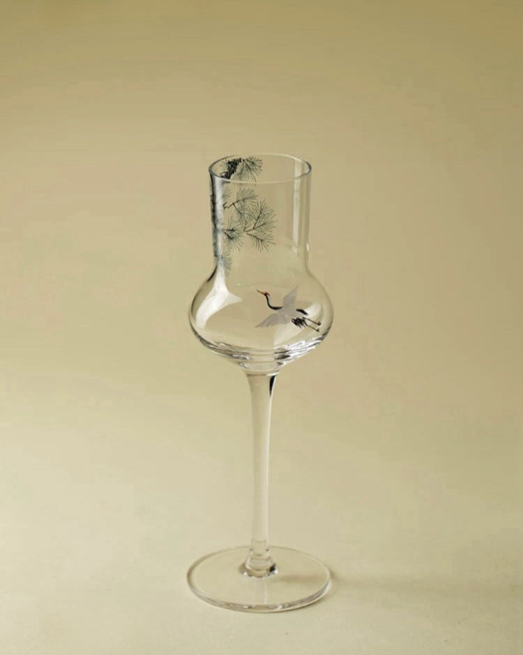 Pine & Crane Stemmed Glass | Handblown Glass – 100 ml Untable 3