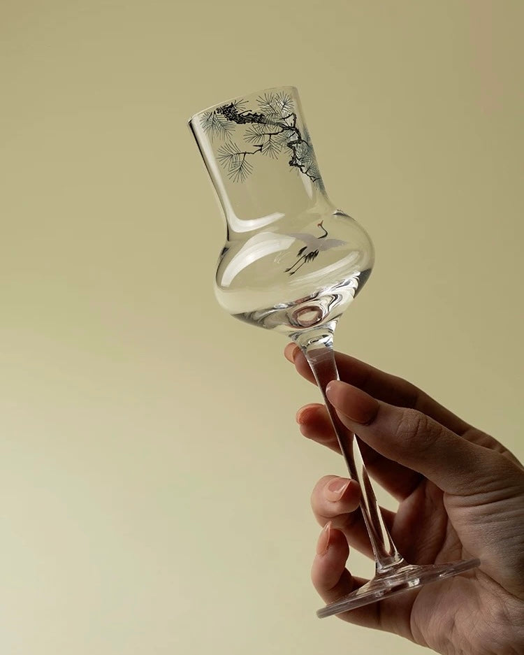 Pine & Crane Stemmed Glass | Handblown Glass – 100 ml Untable 4