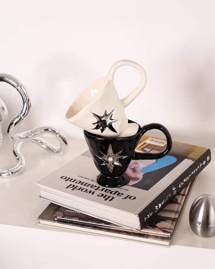 Starburst Pearl Ceramic Mug | Footed Design Untable 1
