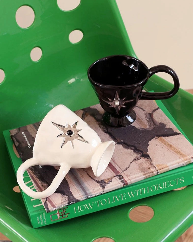 Starburst Pearl Ceramic Mug | Footed Design Untable 3