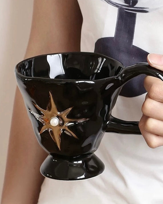 Starburst Pearl Ceramic Mug | Footed Design Untable 6