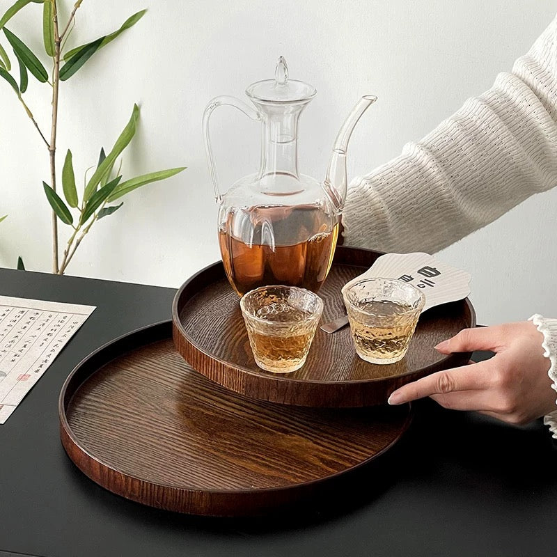Walnut Round Wooden Tray Untable 4