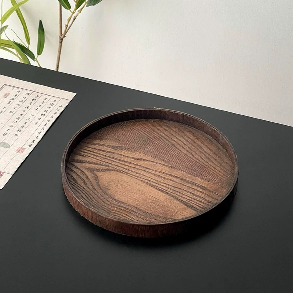 Walnut Round Wooden Tray Untable 7