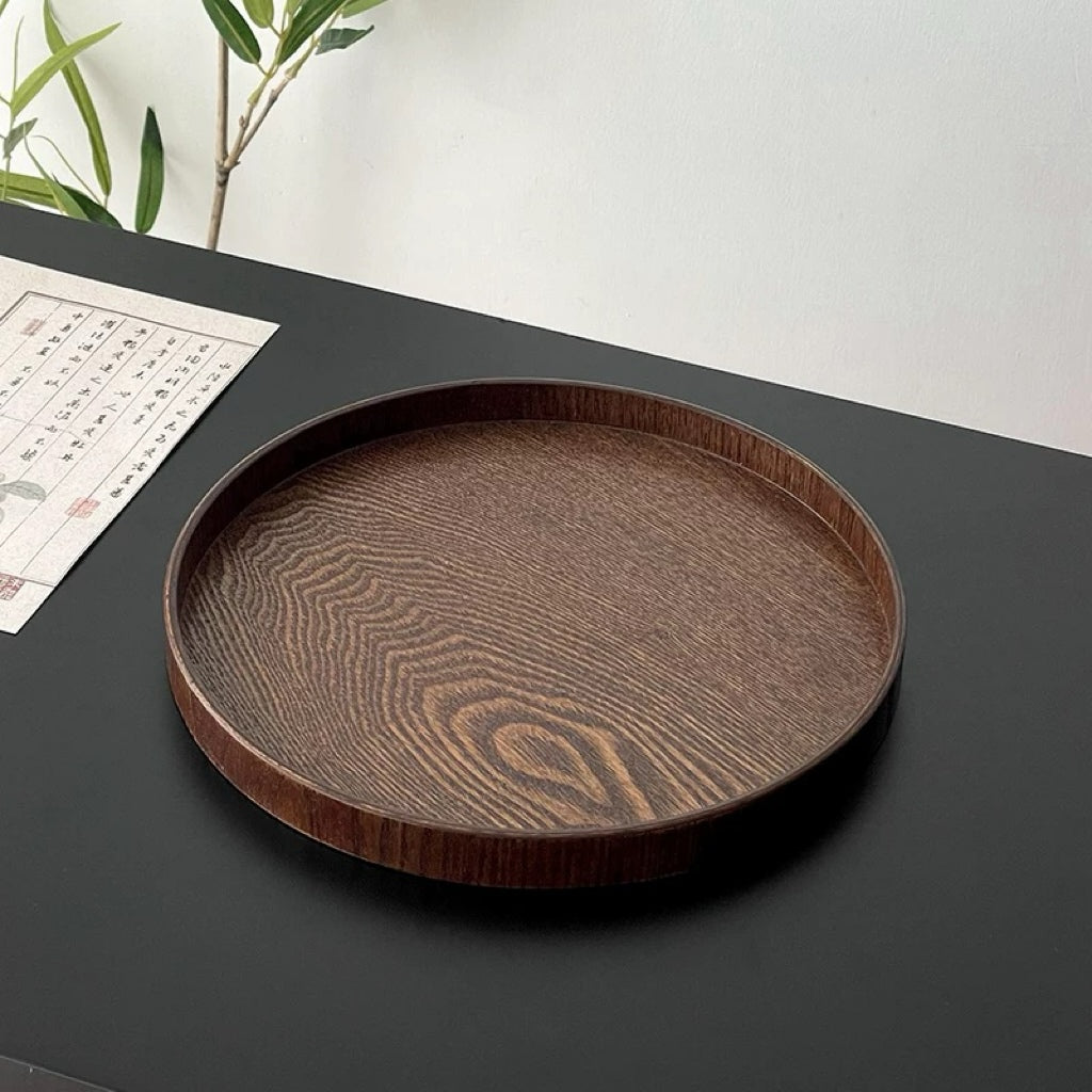 Walnut Round Wooden Tray Untable 8