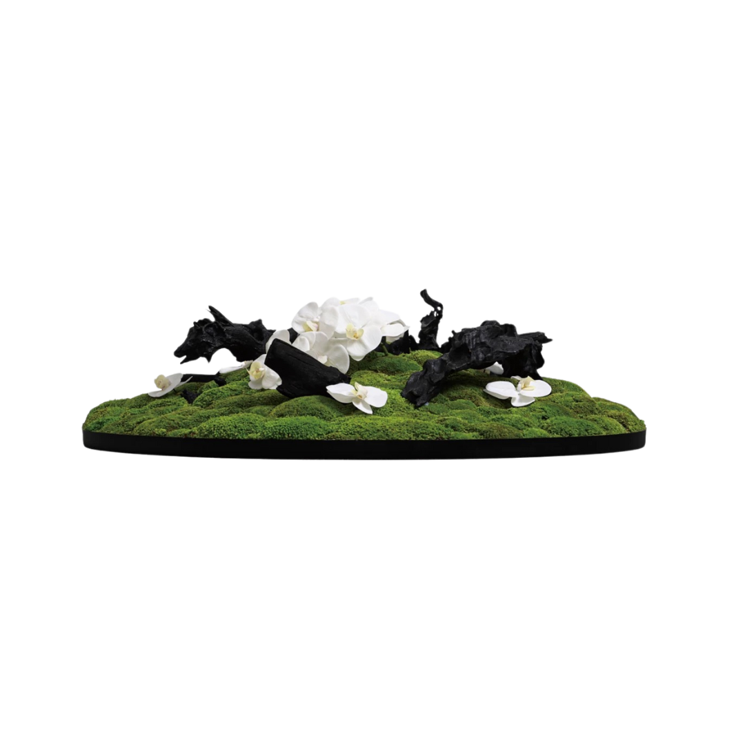 天青苔绿 新中式永生苔藓碳化木大花艺摆件 酒店大堂大餐桌摆件 95 95 22