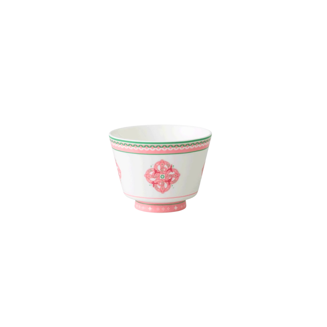 永丰源四方来财陶瓷茶碗茶杯2025蛇年伴手礼吉祥物礼物转运杯 | 四方来财茶碗（350ml-白色/粉色）