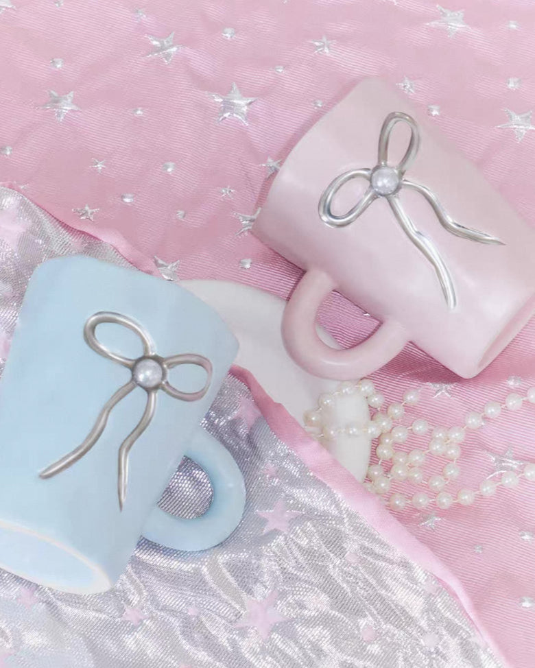 Bow Pearl Ceramic Mug | Pastel Colours Untable 11