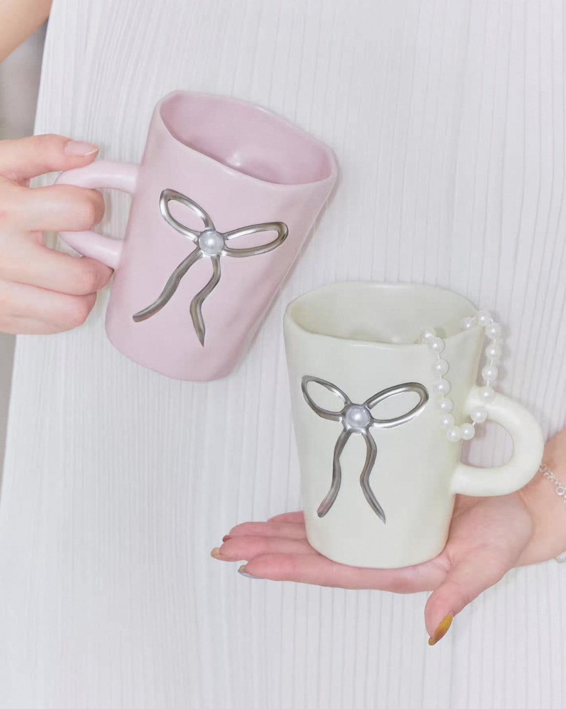 Bow Pearl Ceramic Mug | Pastel Colours Untable 8