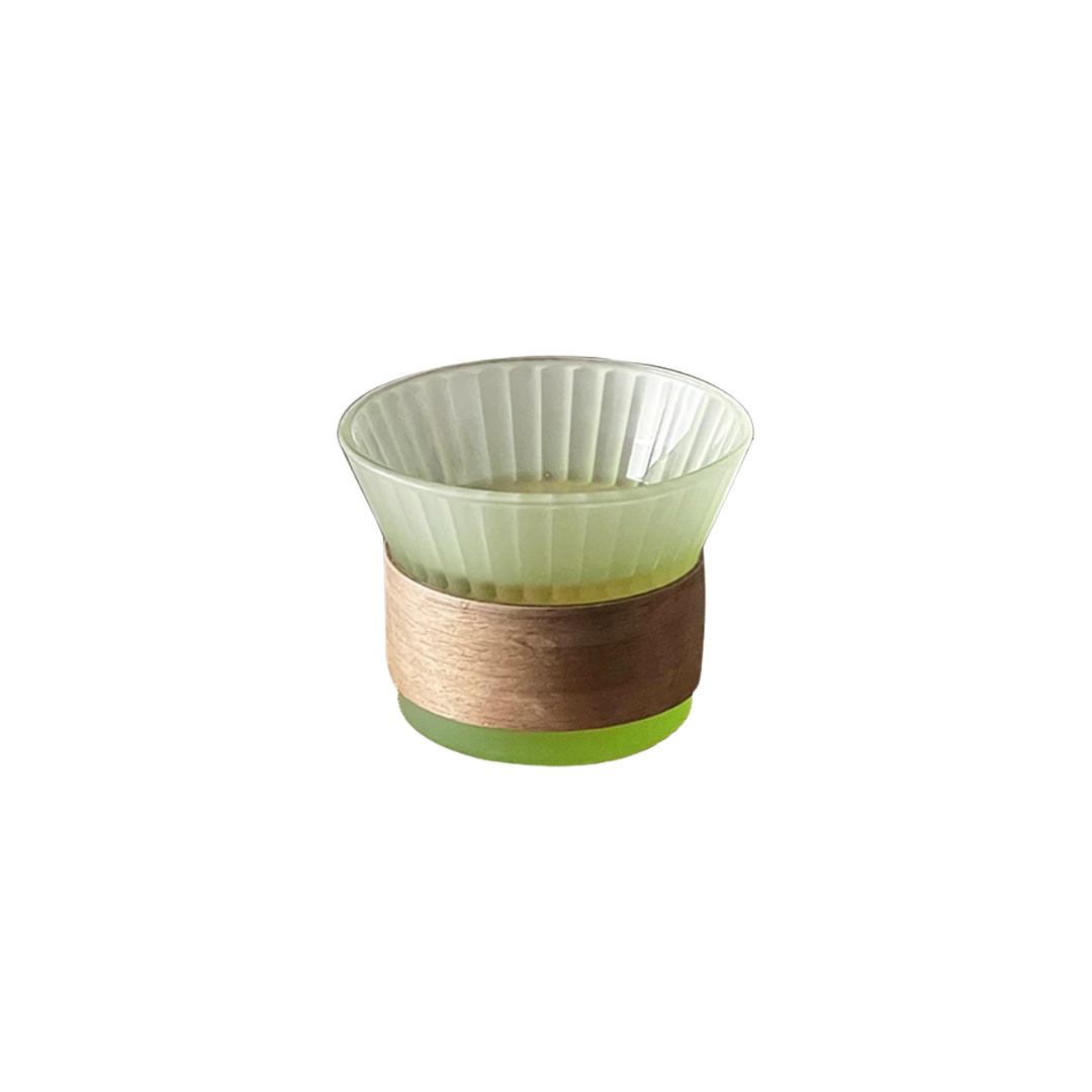 Gradient Fluted Glass Cup | Bamboo Sleeve