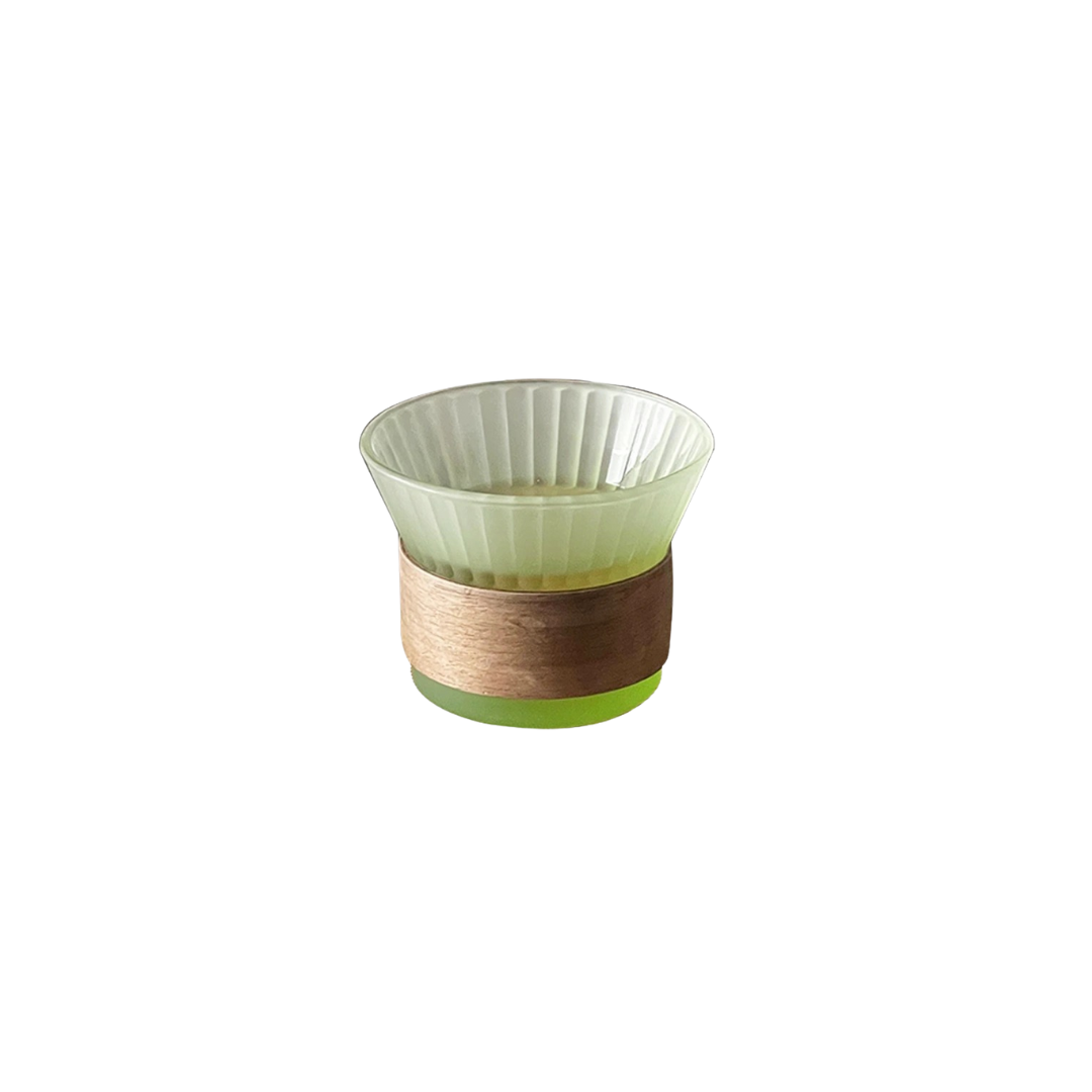 Gradient Fluted Glass Cup | Bamboo Sleeve Untable