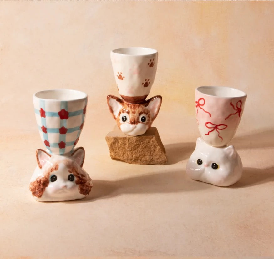 CONGSTUDIO限定手作可爱猫咪手工陶瓷杯酒杯创意卡通少女生日礼物 4