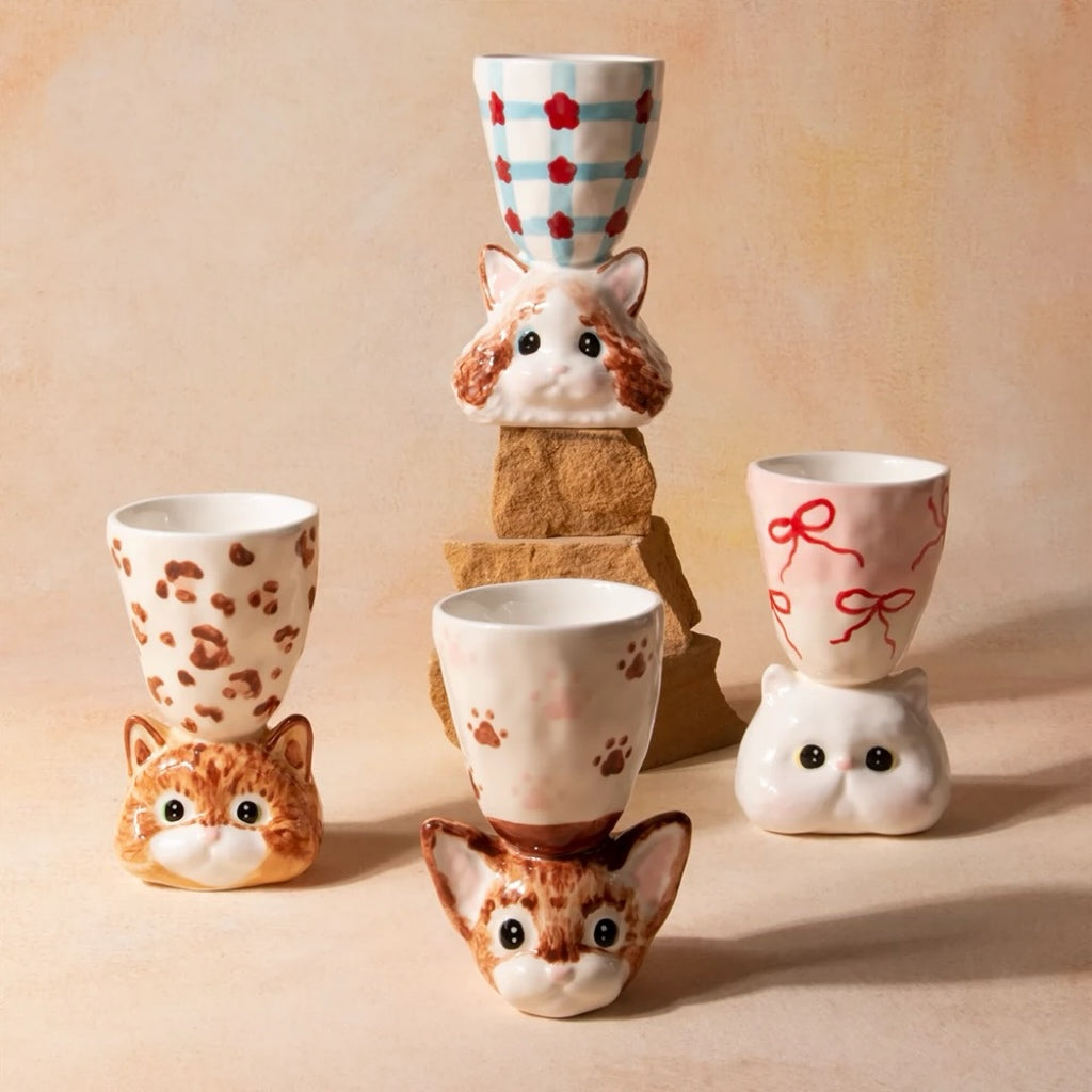 CONGSTUDIO限定手作可爱猫咪手工陶瓷杯酒杯创意卡通少女生日礼物 1
