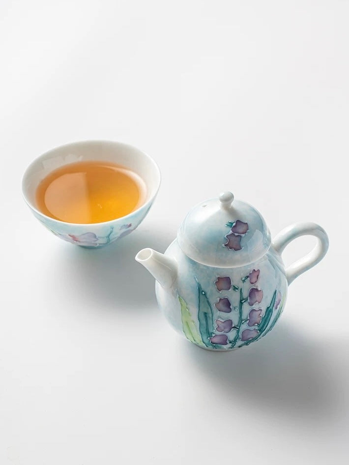 半里半外 堆料纯手绘陶瓷绣球花主人杯 铃兰花鸡心杯茶杯功夫茶具