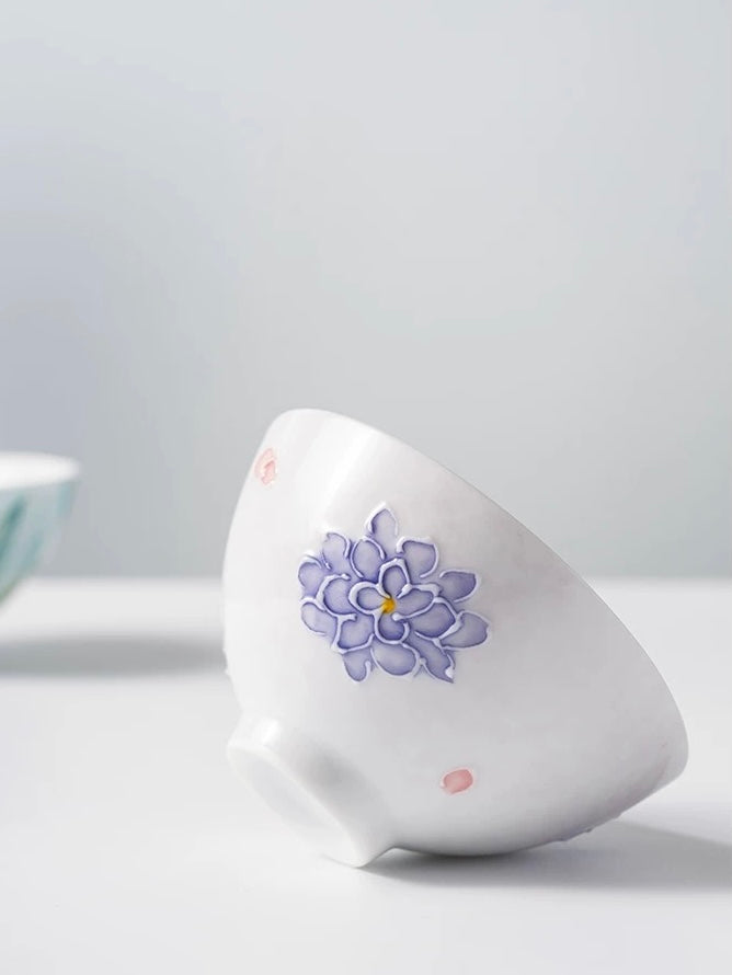 半里半外 堆料纯手绘陶瓷绣球花主人杯 铃兰花鸡心杯茶杯功夫茶具