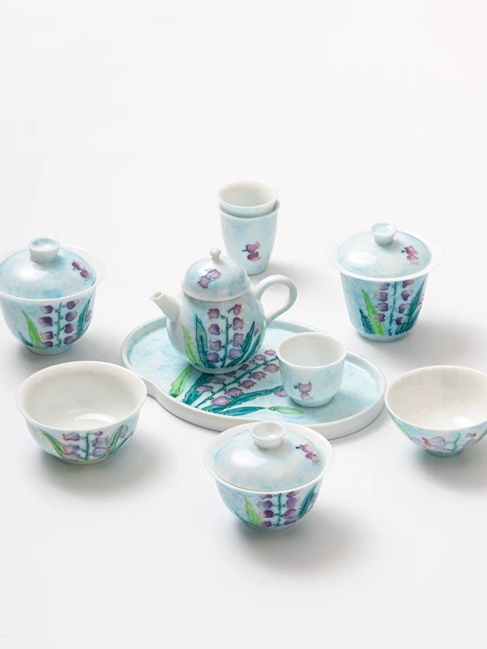 半里半外 堆料纯手绘陶瓷绣球花主人杯 铃兰花鸡心杯茶杯功夫茶具