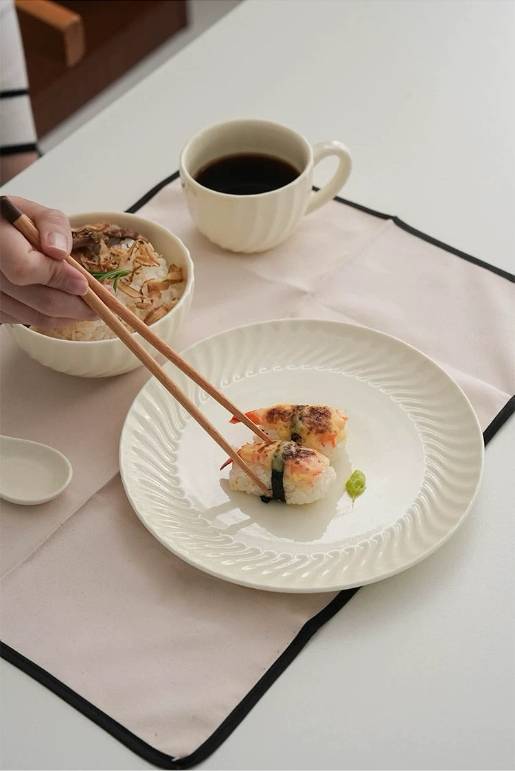 宜集堂一人食仪式感餐具早餐减脂情侣小餐具陶瓷碗盘日式礼盒 两人set