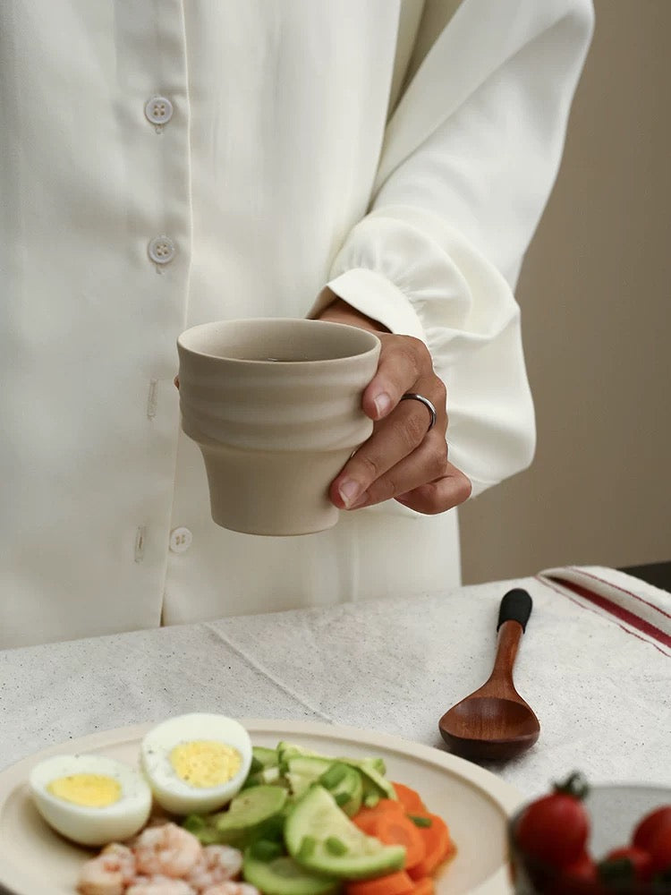 宜集堂INS中古一人食精致餐具套装陶瓷仪式感盘子杯子碗日式家用 川江杯