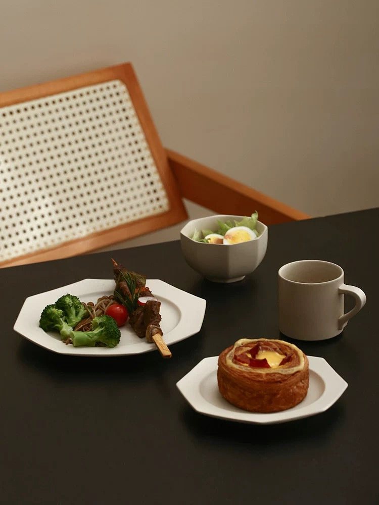 宜集堂INS中古一人食餐具套装高温陶瓷仪式高级感精致侘寂风家用 八角盘